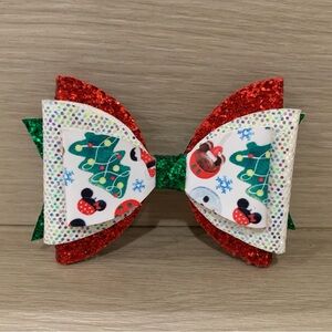 New Kids Holiday Hair Bow Hair Clip Glitter Sparkly Minnie Christmas